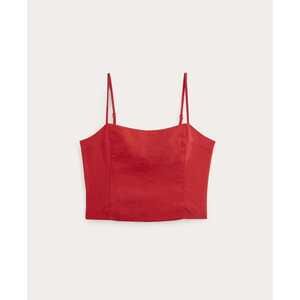 Everlane Seamed Top in Stretch Linen in Classic Red, Size 8